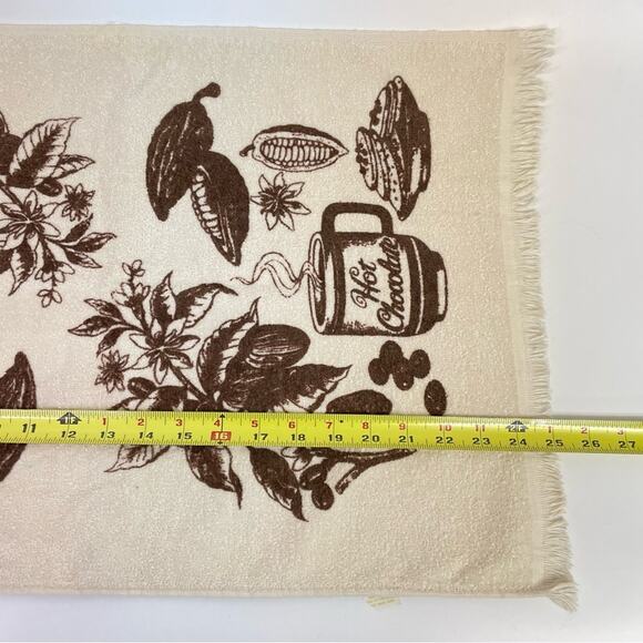 Vintage 70s Tea Towels Hand Towels Brown Retro Hot Chocolate Wood Burning Stove - Picture 5 of 8